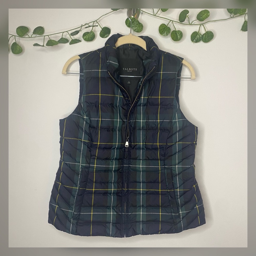 Talbots Women's Plaid Vest size Medium Petite